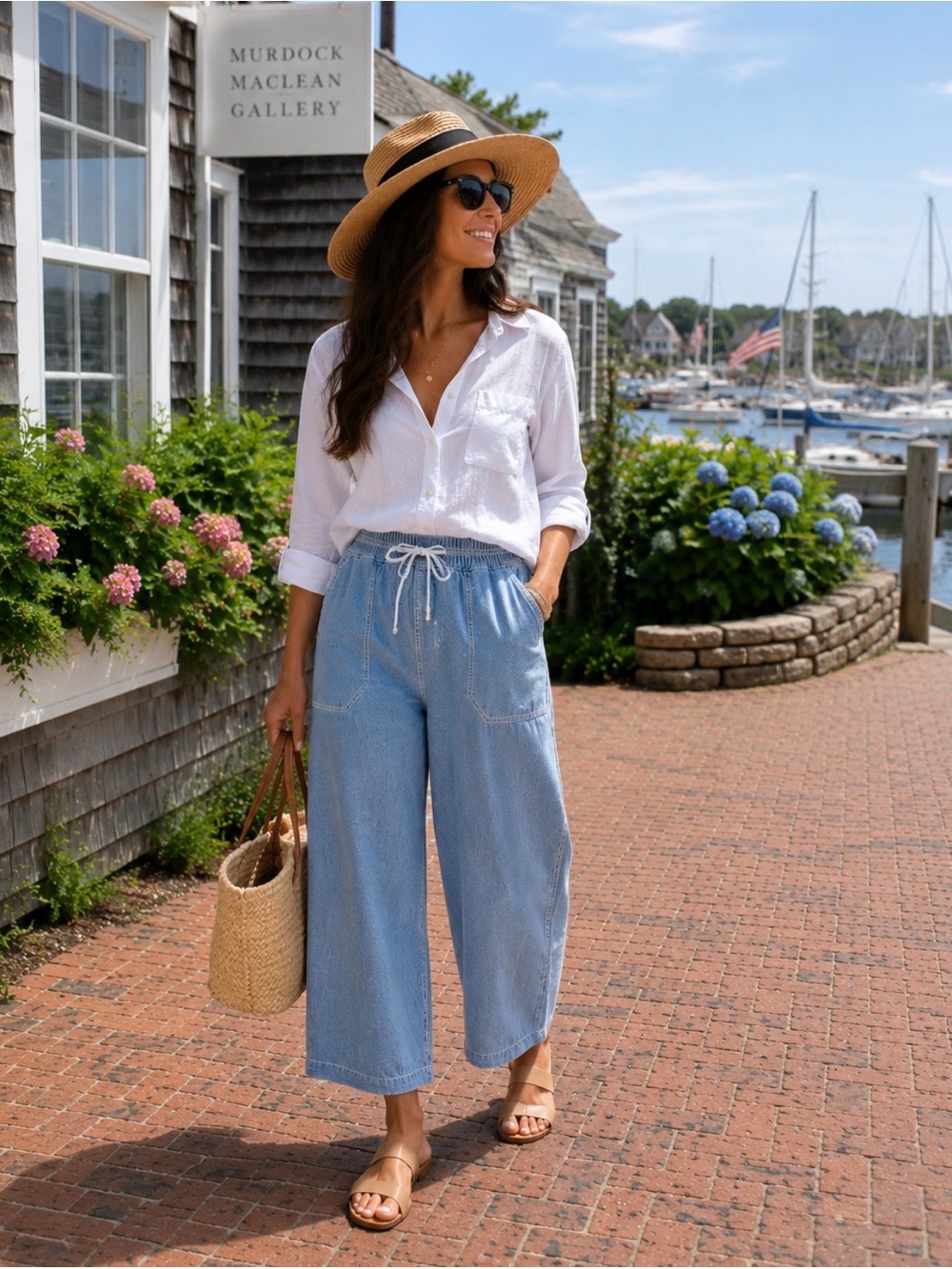 Oat New York Cloud Luxe Denim Cropped Wide Leg Barrel Jeans